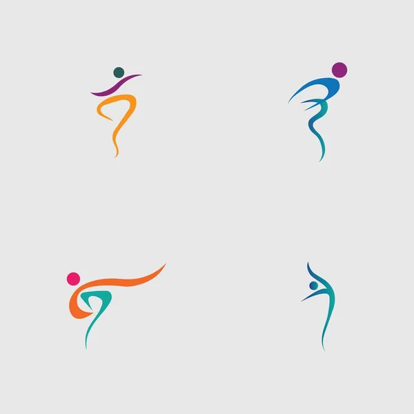 Set Dance Logo Vector Design Symbol Gray Background — Stockvektor
