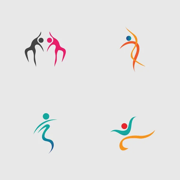 Gri Arkaplanda Dans Logosu Vektör Tasarımı Seti — Stok Vektör