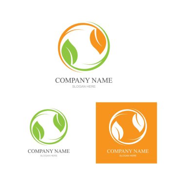 Yeşil yapraklı ekoloji doğa element ikonu logoları
