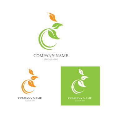 Yeşil yapraklı ekoloji doğa element ikonu logoları