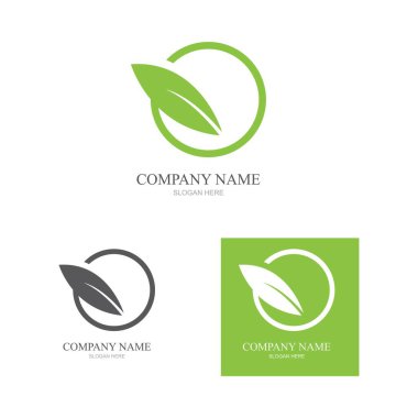 Yeşil yapraklı ekoloji doğa element ikonu logoları