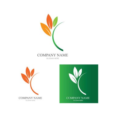 Yeşil yapraklı ekoloji doğa element ikonu logoları