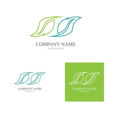 Yeşil yapraklı ekoloji doğa element ikonu logoları