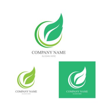 Yeşil yapraklı ekoloji doğa element ikonu logoları