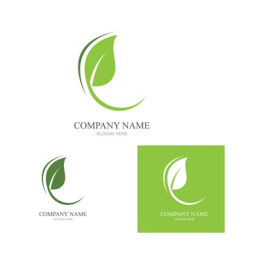Yeşil yapraklı ekoloji doğa element ikonu logoları