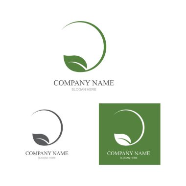 Yeşil yapraklı ekoloji doğa element ikonu logoları