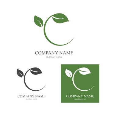 Yeşil yapraklı ekoloji doğa element ikonu logoları