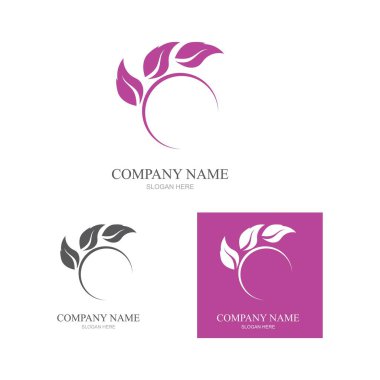 Yeşil yapraklı ekoloji doğa element ikonu logoları