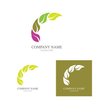 Yeşil yapraklı ekoloji doğa element ikonu logoları