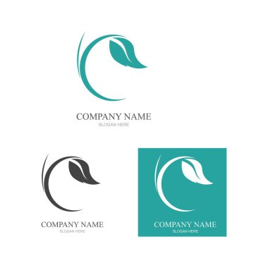 Yeşil yapraklı ekoloji doğa element ikonu logoları