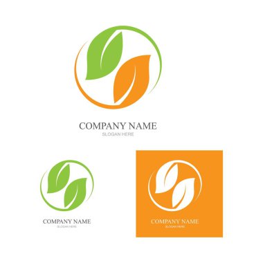 Yeşil yapraklı ekoloji doğa element ikonu logoları