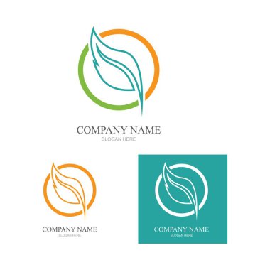 Yeşil yapraklı ekoloji doğa element ikonu logoları