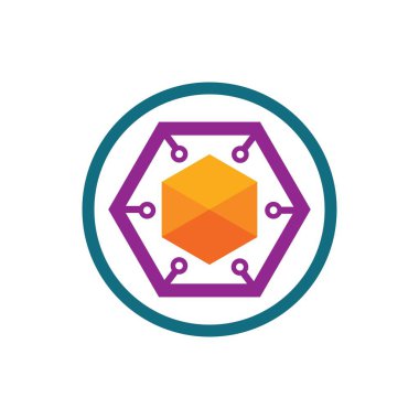 Blok zinciri logo çizim tasarımı teknolojisi