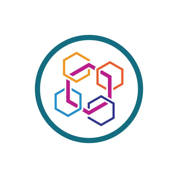 Tecnología Diseño Ilustración Logotipo Cadena Bloques — Vector de stock
