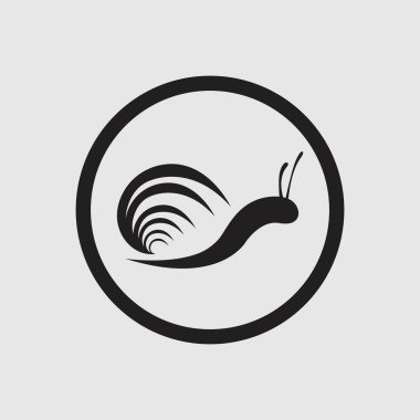 Gri arkaplanda siyah salyangoz logosu vektörü 