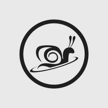 Gri arkaplanda siyah salyangoz logosu vektörü 