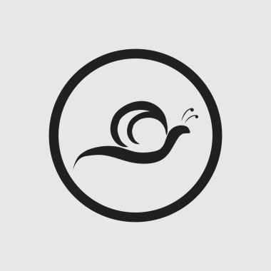 Gri arkaplanda siyah salyangoz logosu vektörü 