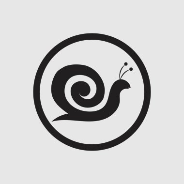 Gri arkaplanda siyah salyangoz logosu vektörü 