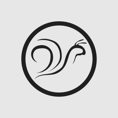 Gri arkaplanda siyah salyangoz logosu vektörü 