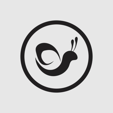 Gri arkaplanda siyah salyangoz logosu vektörü 