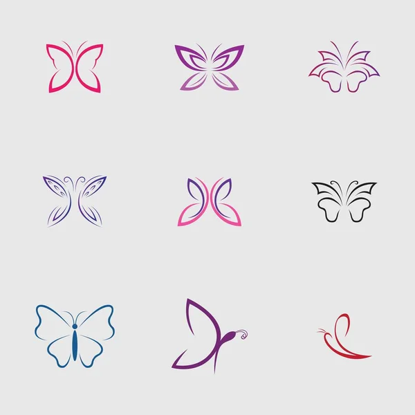 Une Collection Beaux Beaux Papillons Sur Fond Gris — Image vectorielle