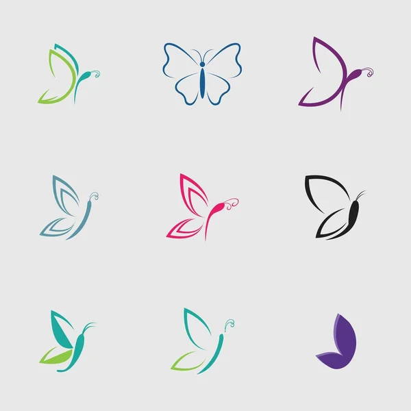 Una Colección Hermosas Hermosas Mariposas Sobre Fondo Gris — Vector de stock