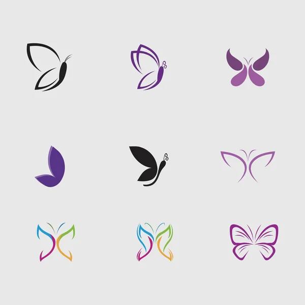 Une Collection Beaux Beaux Papillons Sur Fond Gris — Image vectorielle