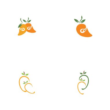 Düz mango seti. Mango vektör logosu. Mango simgesi