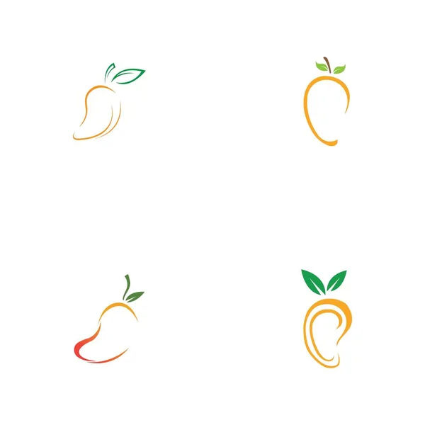 Düz Mango Seti Mango Vektör Logosu Mango Simgesi — Stok Vektör