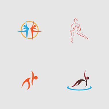 Aerobik logo vektör çizim şablonu seti