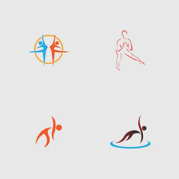 Набор Аэробных Векторных Иллюстраций Логотипа — стоковый вектор
