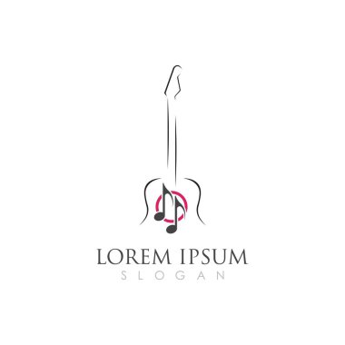 Basit Gitar Müzik Logosu Vektörü İllüstrasyonu