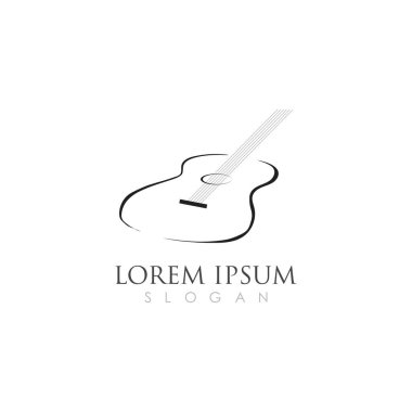 Basit Gitar Müzik Logosu Vektörü İllüstrasyonu