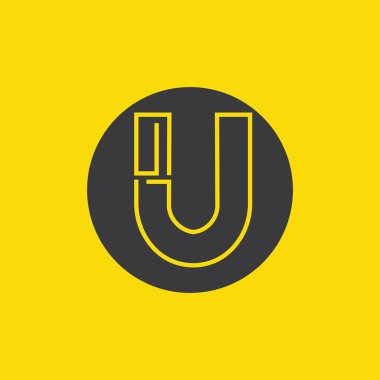 Sarı arkaplanda siyah U harfi.