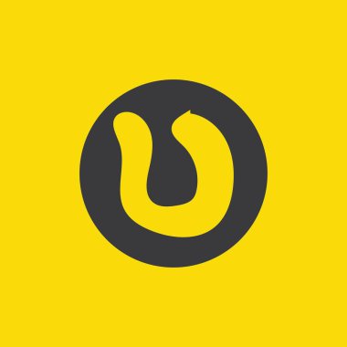 Sarı arkaplanda siyah U harfi.
