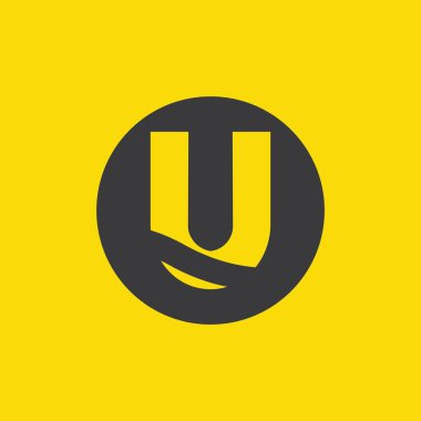 Sarı arkaplanda siyah U harfi.