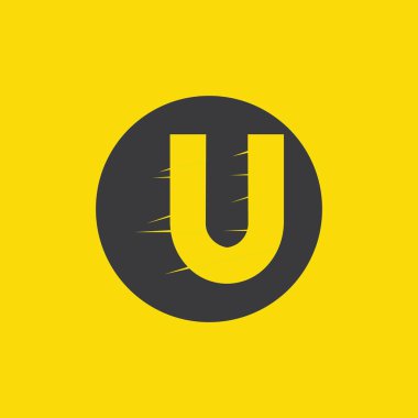 Sarı arkaplanda siyah U harfi.