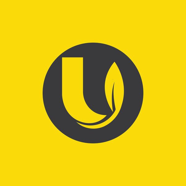 black letter u logo on yellow background