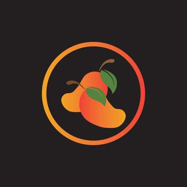 Illustration Vectorielle Logo Mangue Fruit Sur Fond Noir — Image vectorielle