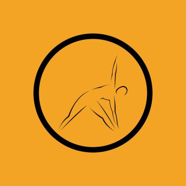 Sarı arkaplanda aerobik jimnastik hareket vektör simgesi