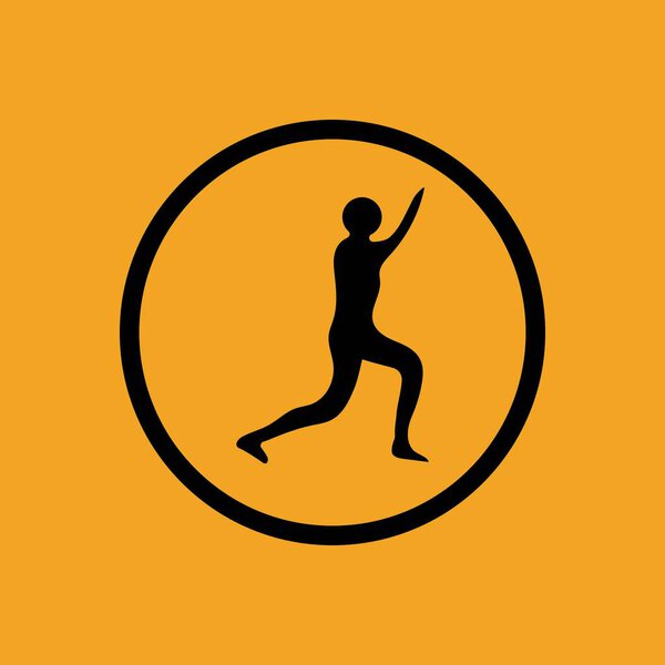 aerobic gymnastics movement vector icon on yellow background