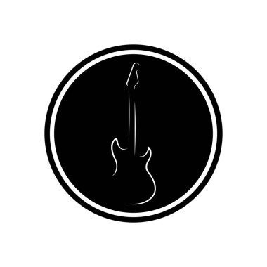 Basit Gitar Müzik Logosu Vektörü İllüstrasyonu