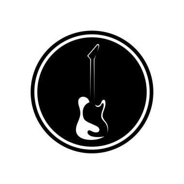 Basit Gitar Müzik Logosu Vektörü İllüstrasyonu