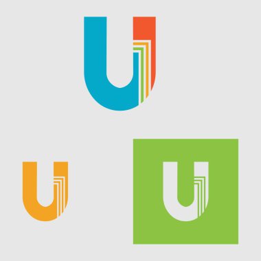 iş harfi u logo vektör çizim şablonu