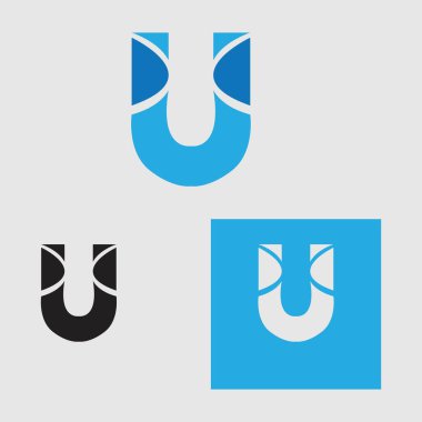 iş harfi u logo vektör çizim şablonu