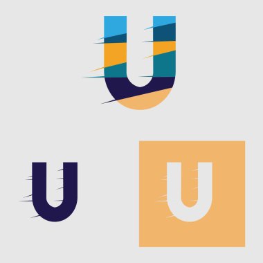 iş harfi u logo vektör çizim şablonu