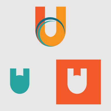 iş harfi u logo vektör çizim şablonu