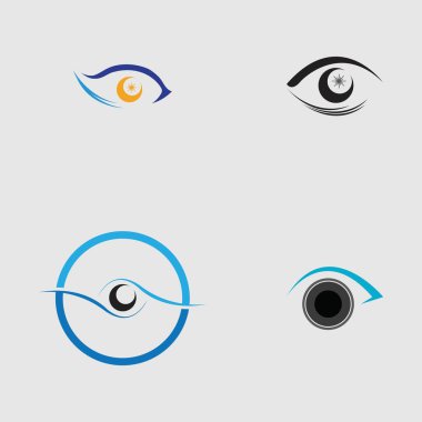 Gri arkaplanda göz logosu koleksiyonu