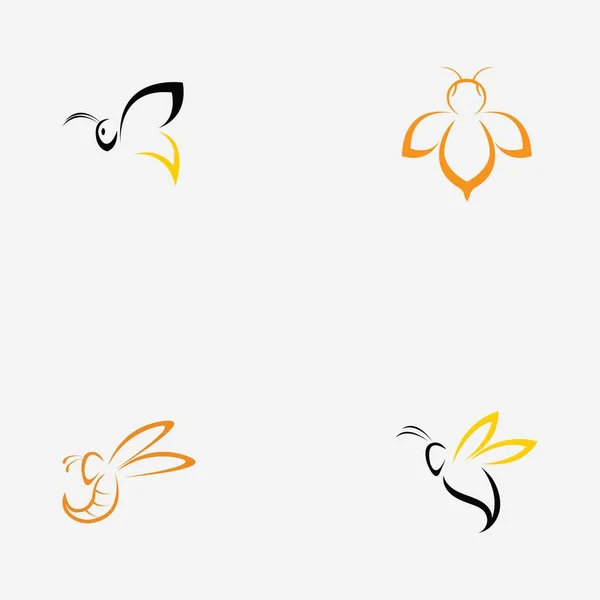 Conjunto Abejas Miel Animales Panal Logo Vector Icono Ilustración Diseño — Vector de stock