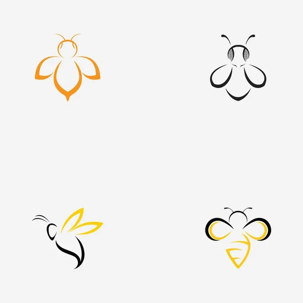 Set Van Honingbijen Honingraat Logo Vector Pictogram Illustratie Ontwerp — Stockvector